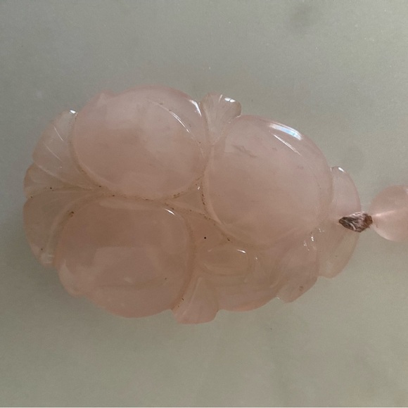 Vintage Chinese Pink Peach Quartz Beaded Necklace - Picture 3 of 3